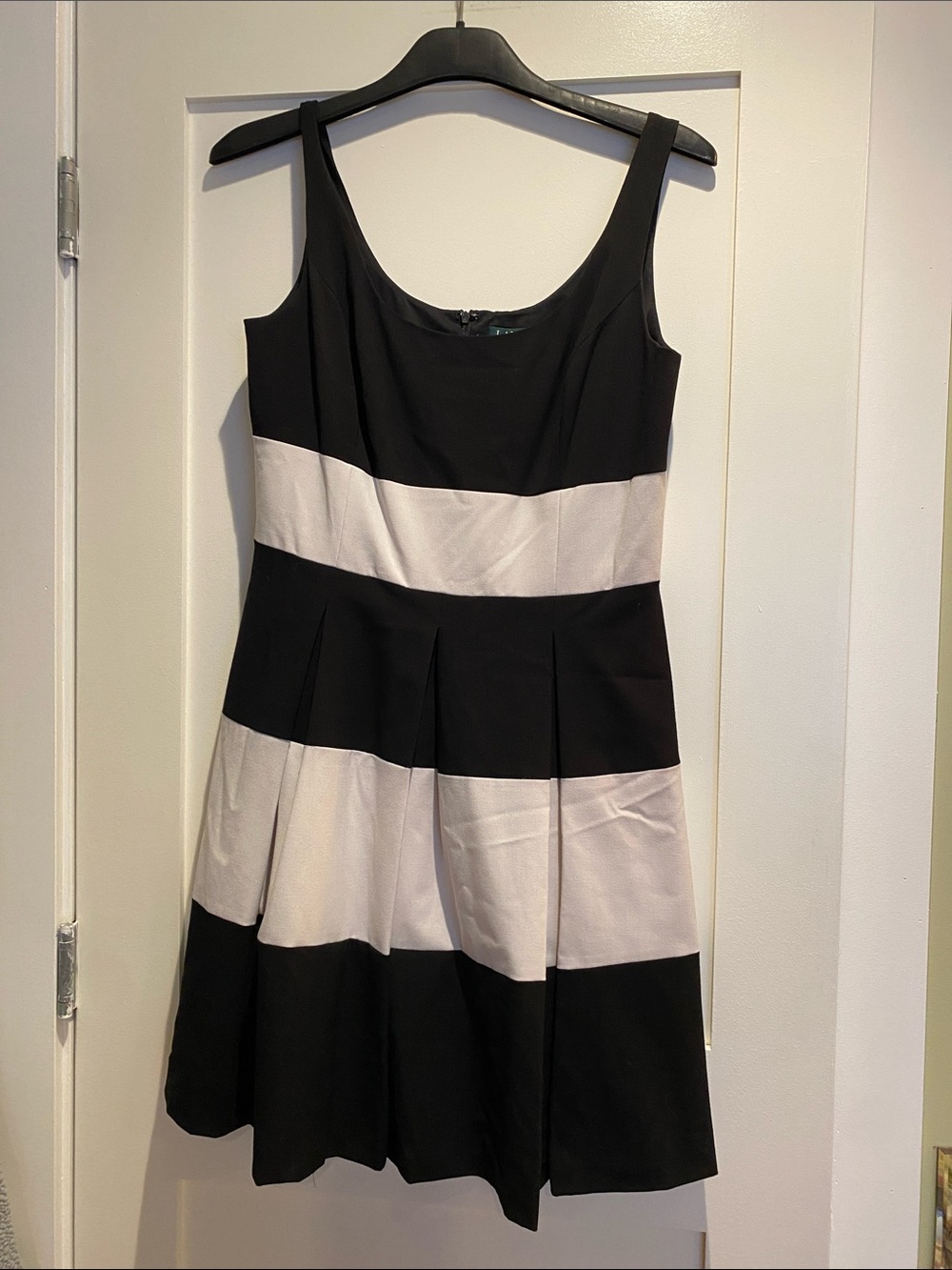 Lauren Ralph Lauren Black and White Striped Midi Dress